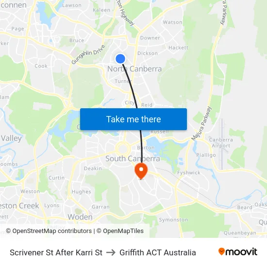 Scrivener St After Karri St to Griffith ACT Australia map