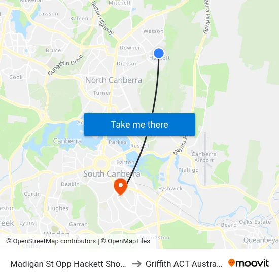 Madigan St Opp Hackett Shops to Griffith ACT Australia map