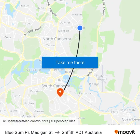 Blue Gum Ps Madigan St to Griffith ACT Australia map