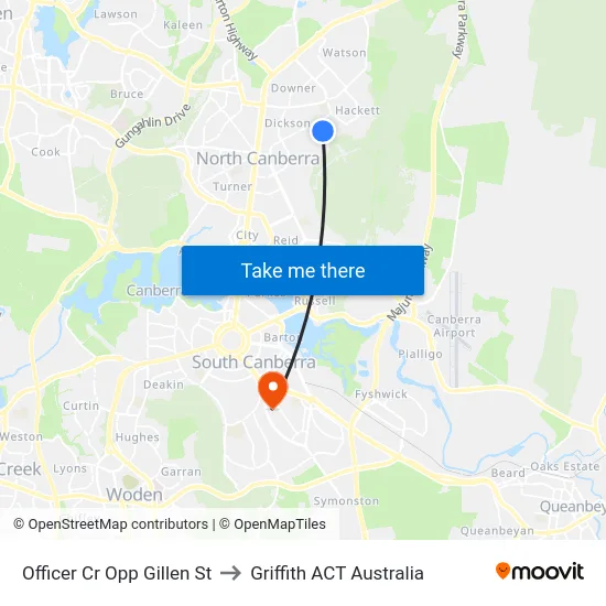 Officer Cr Opp Gillen St to Griffith ACT Australia map