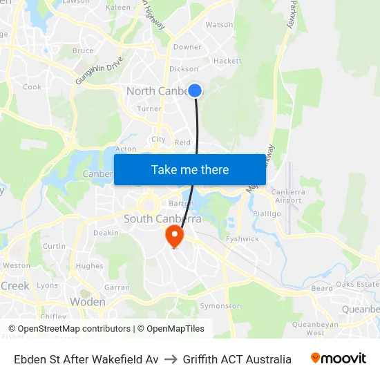 Ebden St After Wakefield Av to Griffith ACT Australia map
