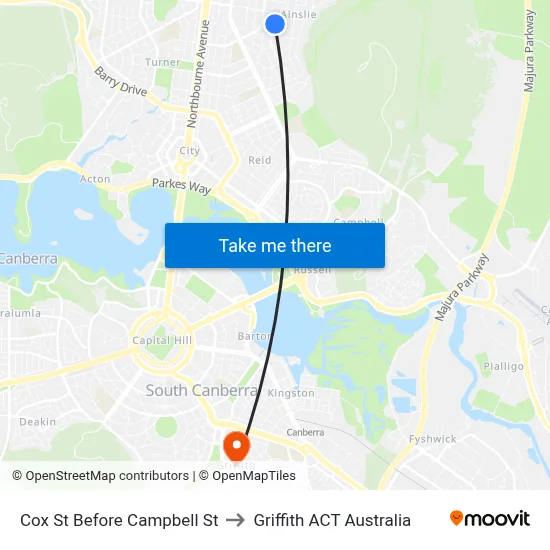Cox St Before Campbell St to Griffith ACT Australia map