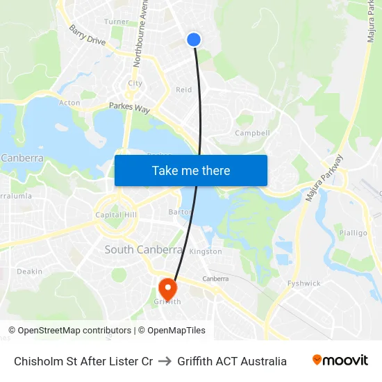 Chisholm St After Lister Cr to Griffith ACT Australia map