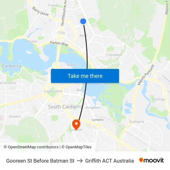 Gooreen St Before Batman St to Griffith ACT Australia map