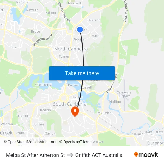 Melba St After Atherton St to Griffith ACT Australia map
