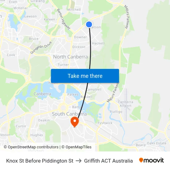 Knox St Before Piddington St to Griffith ACT Australia map