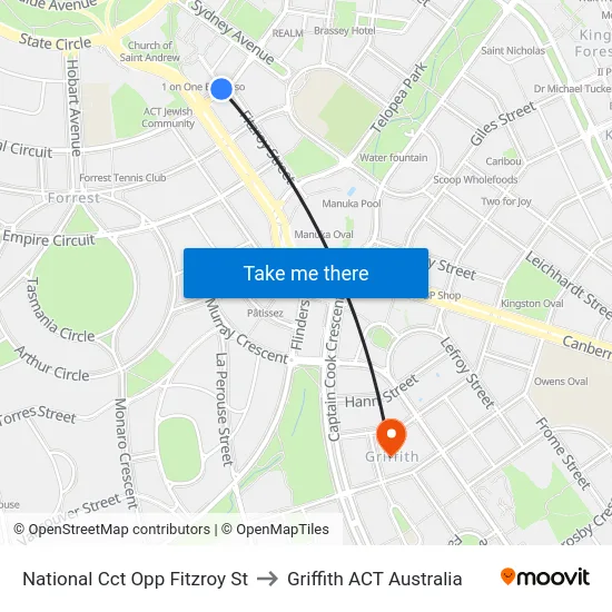 National Cct Opp Fitzroy St to Griffith ACT Australia map