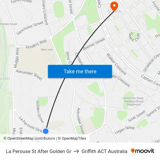 La Perouse St After Golden Gr to Griffith ACT Australia map