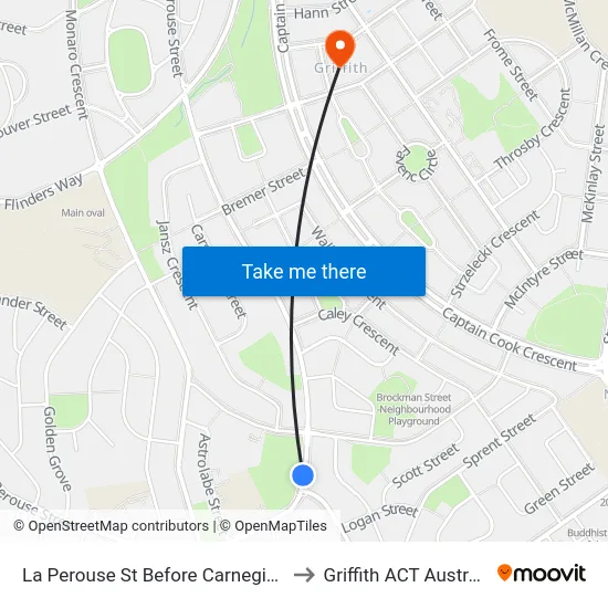 La Perouse St Before Carnegie Cr to Griffith ACT Australia map