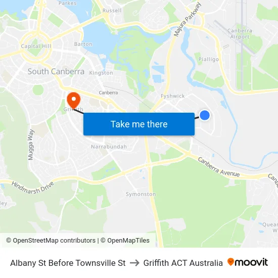 Albany St Before Townsville St to Griffith ACT Australia map