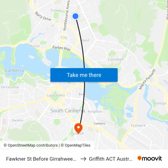 Fawkner St Before Girrahween St to Griffith ACT Australia map