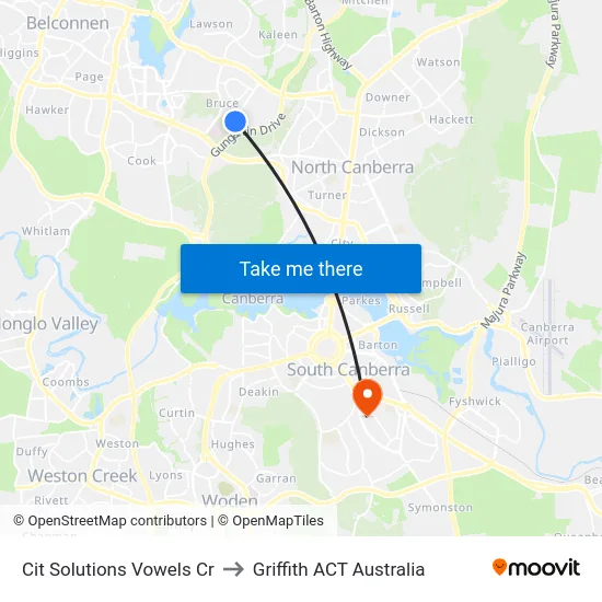 Cit Solutions Vowels Cr to Griffith ACT Australia map