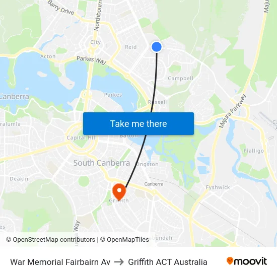 War Memorial Fairbairn Av to Griffith ACT Australia map