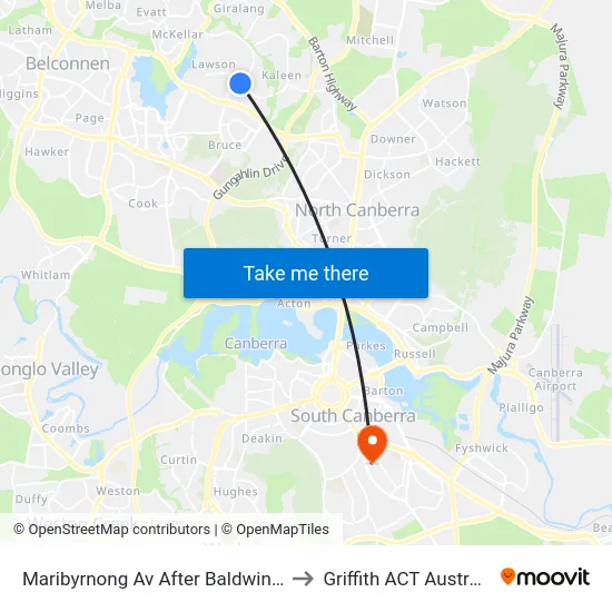 Maribyrnong Av After Baldwin Dr to Griffith ACT Australia map