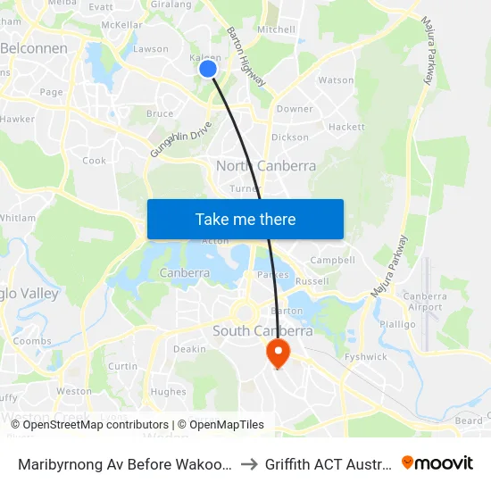 Maribyrnong Av Before Wakool Cct to Griffith ACT Australia map