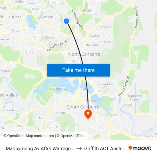 Maribyrnong Av After Warrego Cct to Griffith ACT Australia map