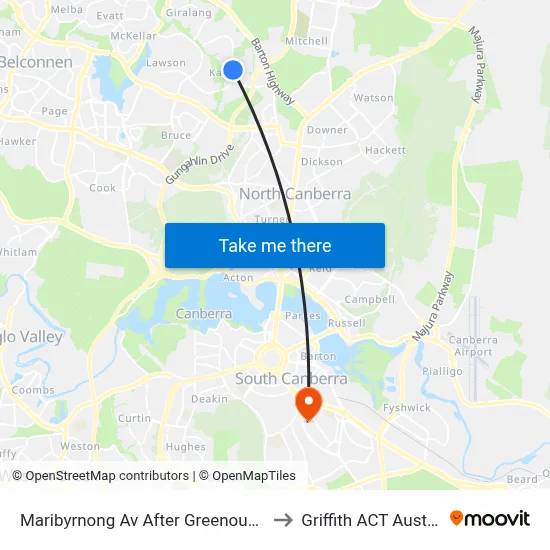 Maribyrnong Av After Greenough Cct to Griffith ACT Australia map