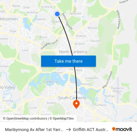 Maribyrnong Av After 1st Yarra St to Griffith ACT Australia map