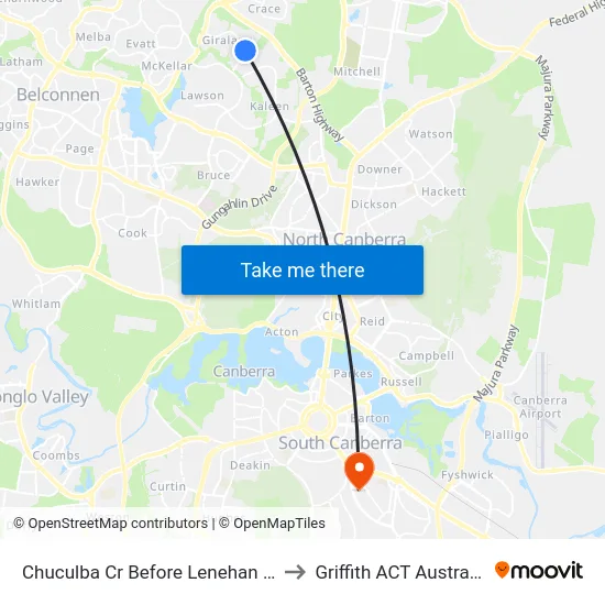 Chuculba Cr Before Lenehan St to Griffith ACT Australia map