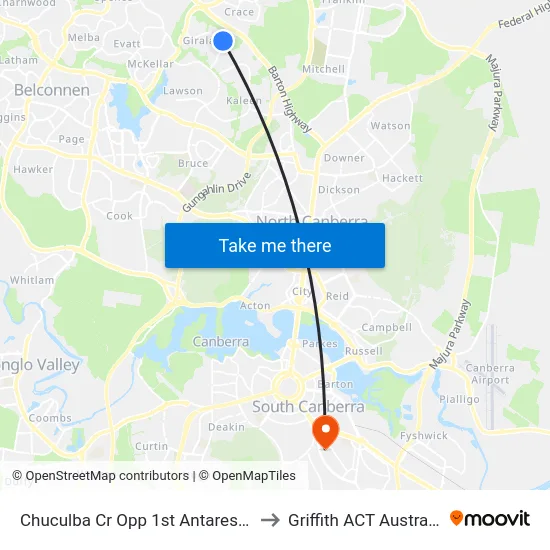 Chuculba Cr Opp 1st Antares Cr to Griffith ACT Australia map