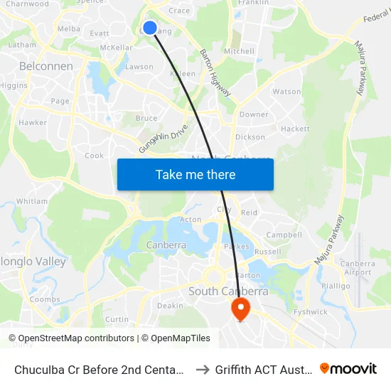 Chuculba Cr Before 2nd Centaurus St to Griffith ACT Australia map