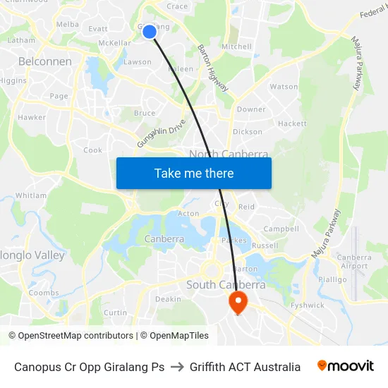 Canopus Cr Opp Giralang Ps to Griffith ACT Australia map