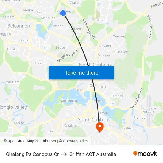 Giralang Ps Canopus Cr to Griffith ACT Australia map