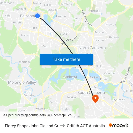 Florey Shops John Cleland Cr to Griffith ACT Australia map