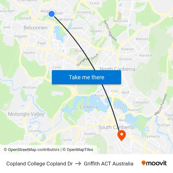 Copland College Copland Dr to Griffith ACT Australia map