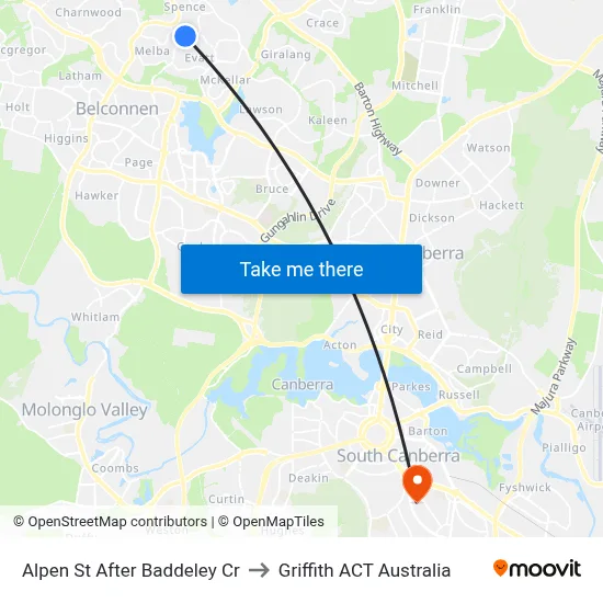 Alpen St After Baddeley Cr to Griffith ACT Australia map