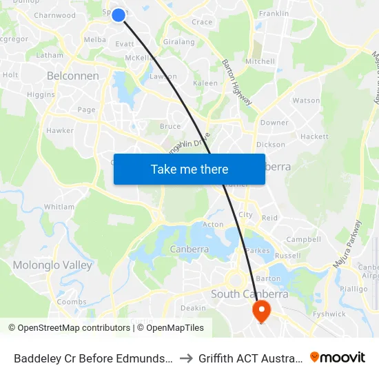 Baddeley Cr Before Edmunds Pl to Griffith ACT Australia map