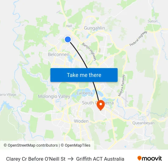 Clarey Cr Before O'Neill St to Griffith ACT Australia map