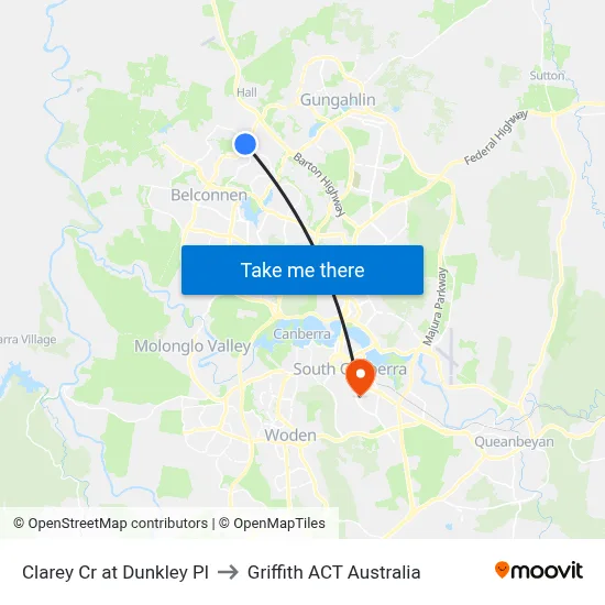 Clarey Cr at Dunkley Pl to Griffith ACT Australia map