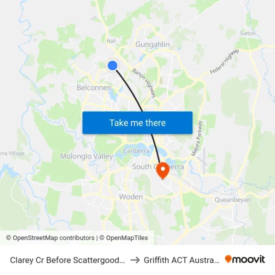 Clarey Cr Before Scattergood Pl to Griffith ACT Australia map