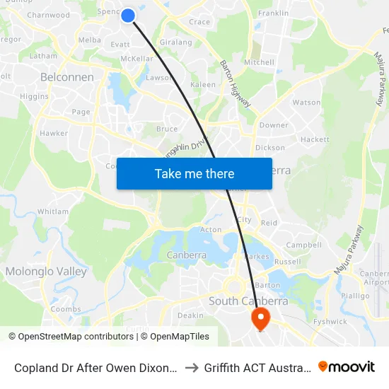 Copland Dr After Owen Dixon Dr to Griffith ACT Australia map