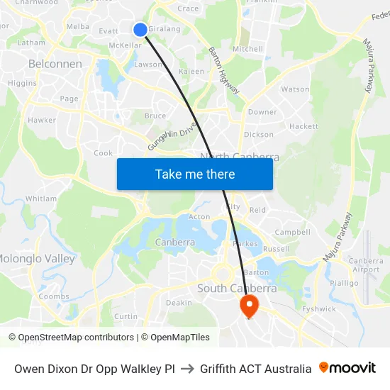 Owen Dixon Dr Opp Walkley Pl to Griffith ACT Australia map