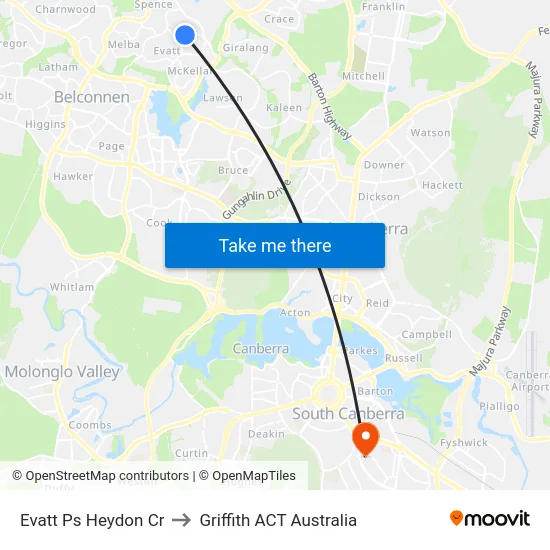 Evatt Ps Heydon Cr to Griffith ACT Australia map