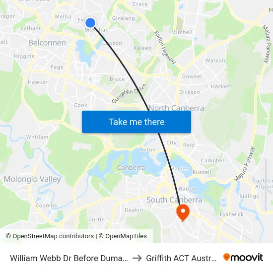 William Webb Dr Before Dumas St to Griffith ACT Australia map