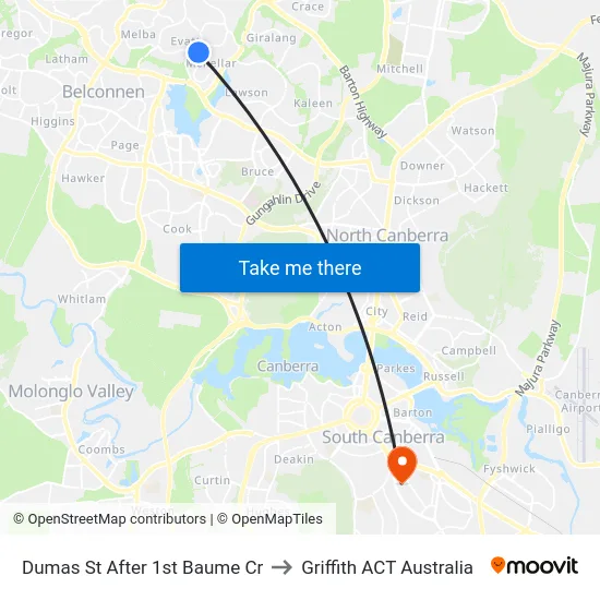 Dumas St After 1st Baume Cr to Griffith ACT Australia map