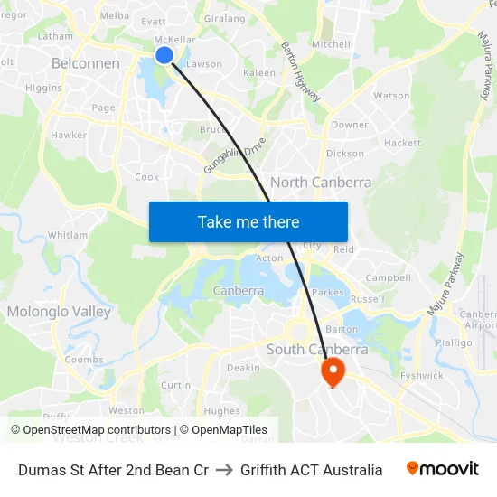 Dumas St After 2nd Bean Cr to Griffith ACT Australia map