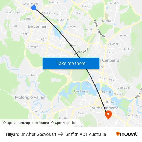 Tillyard Dr After Geeves Ct to Griffith ACT Australia map
