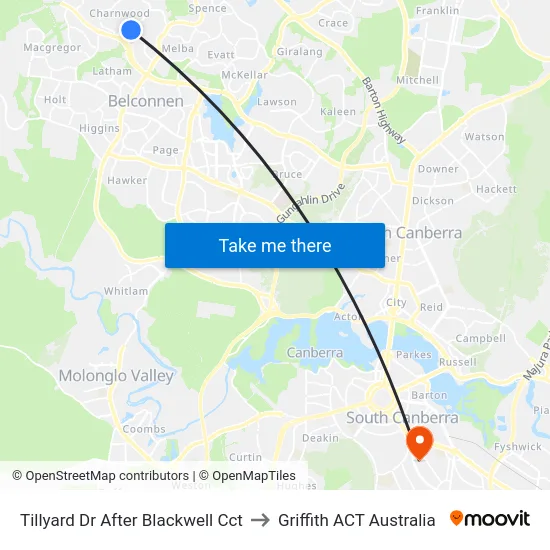 Tillyard Dr After Blackwell Cct to Griffith ACT Australia map