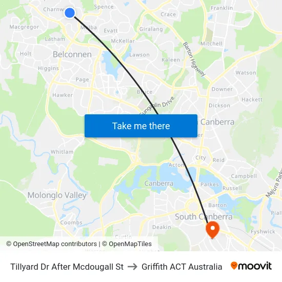 Tillyard Dr After Mcdougall St to Griffith ACT Australia map