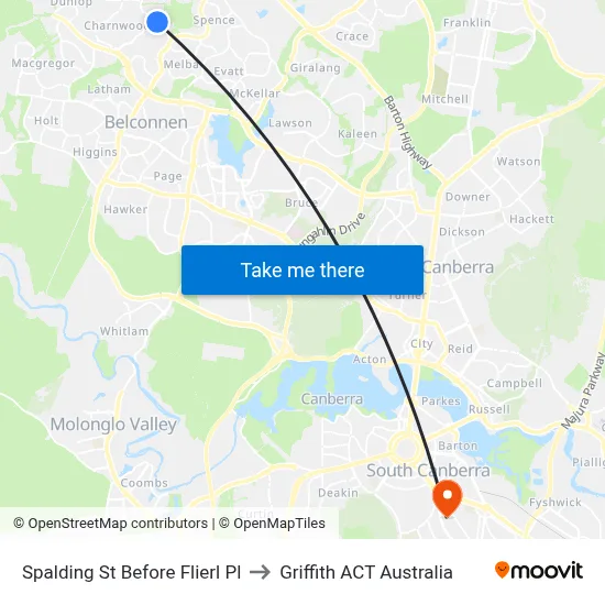 Spalding St Before Flierl Pl to Griffith ACT Australia map