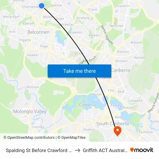 Spalding St Before Crawford Cr to Griffith ACT Australia map