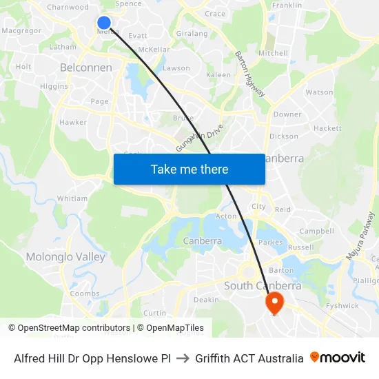 Alfred Hill Dr Opp Henslowe Pl to Griffith ACT Australia map