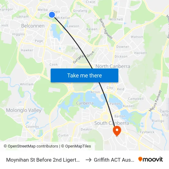 Moynihan St Before 2nd Ligertwood St to Griffith ACT Australia map