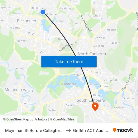 Moynihan St Before Callaghan St to Griffith ACT Australia map