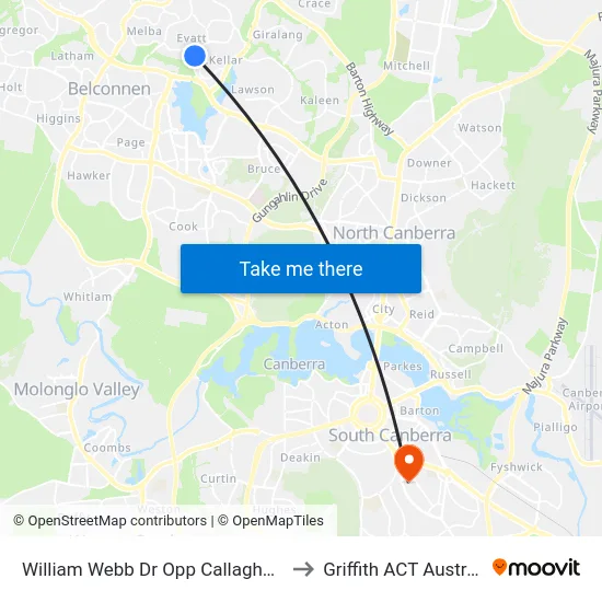 William Webb Dr Opp Callaghan St to Griffith ACT Australia map