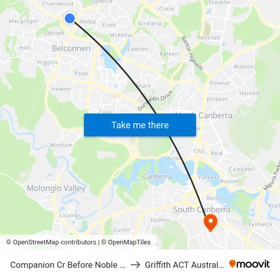 Companion Cr Before Noble Pl to Griffith ACT Australia map